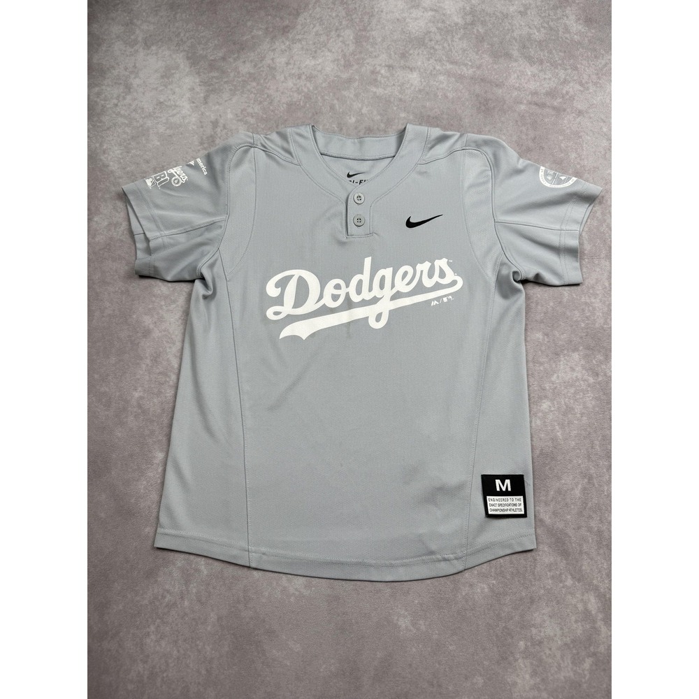 Los Angeles Dodgers Shirt Medium Gray MLB Baseball‎ Nike Kids Parks Rec RBI Logo